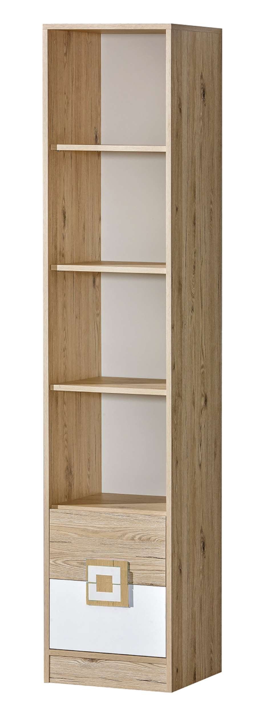 Stylefy Kinderregal Nicole II, Standschrank, Kinderschrank, mit Schubladen, Vollauszug, viel Stauraum, Design Modern, für Kinder Eiche - Weiß