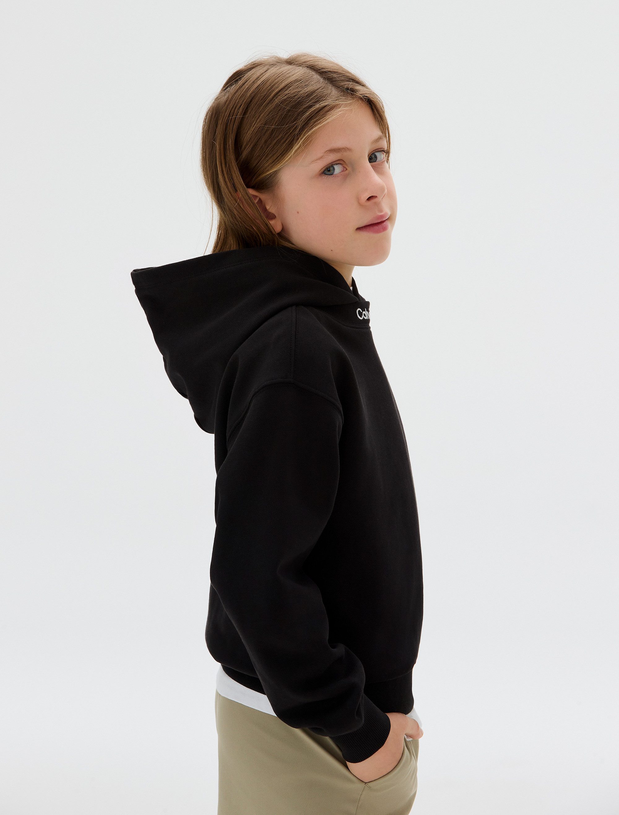 Calvin Klein Jeans Kapuzensweatshirt NECK EMBRO LOGO TERRY HOODIE für Kinder bis 16 Jahre, Logo-schriftzug