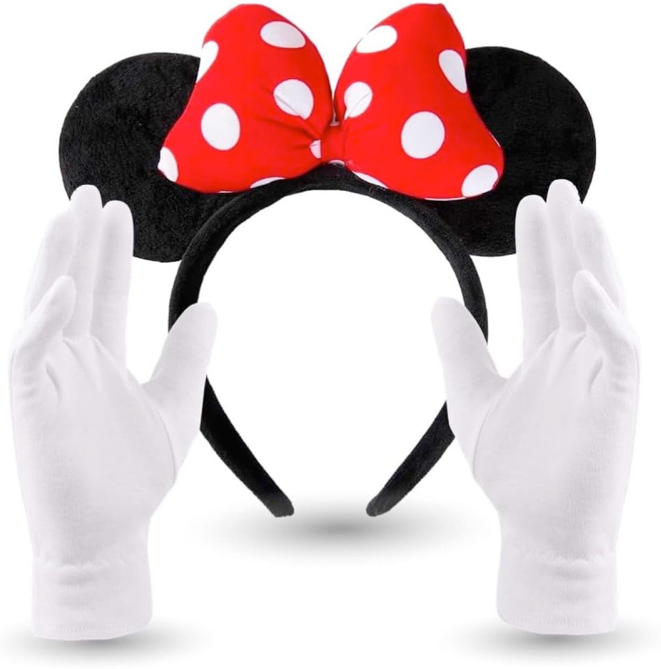 Kostüm 1x 2 in 1 Minnie Mouse Set Ohren & Handschuhen Disney Mickey Mouse