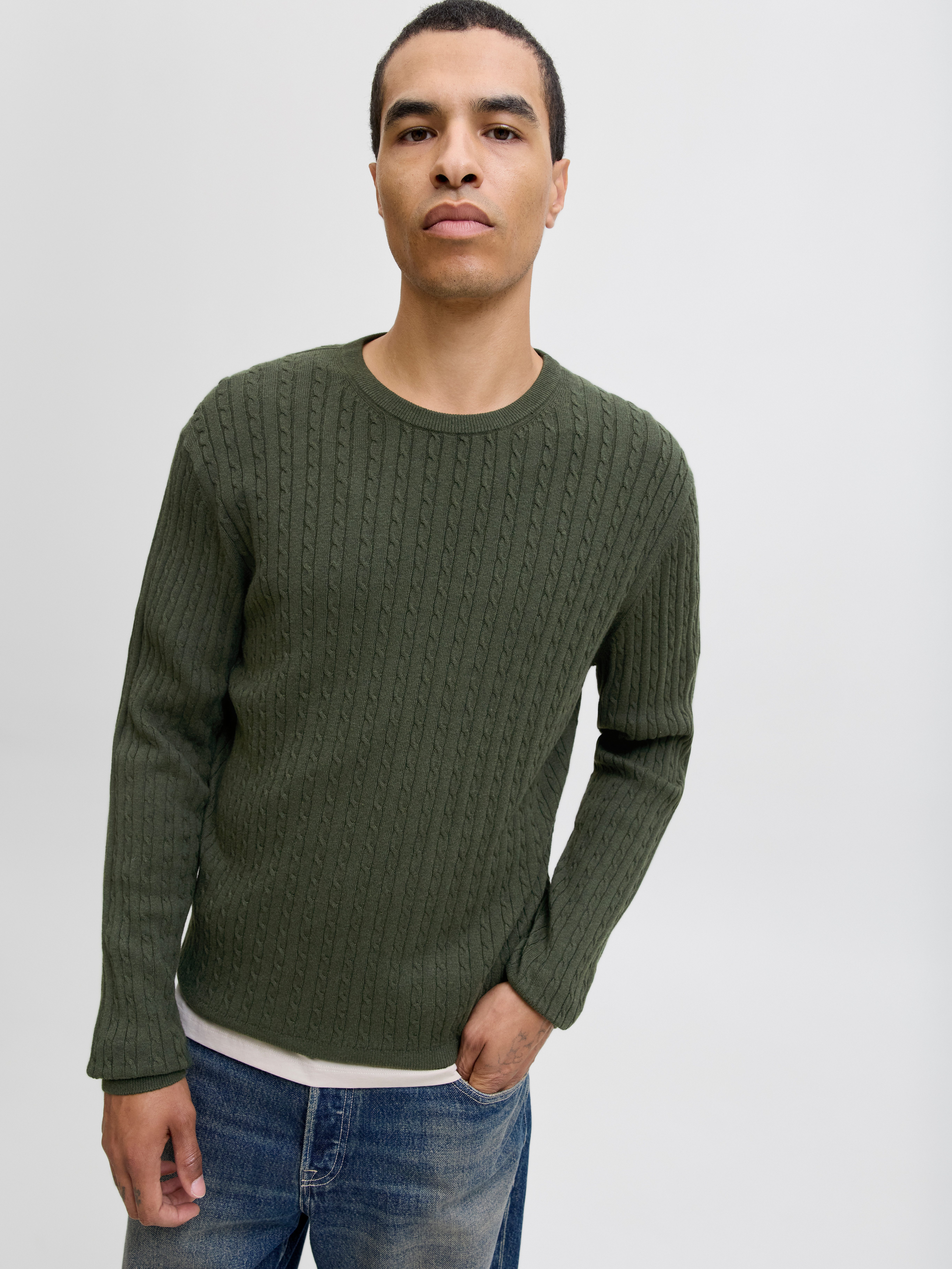 Jack & Jones Strickpullover JJEEMIL KNIT CABLE CREW NECK NOOS günstig online kaufen