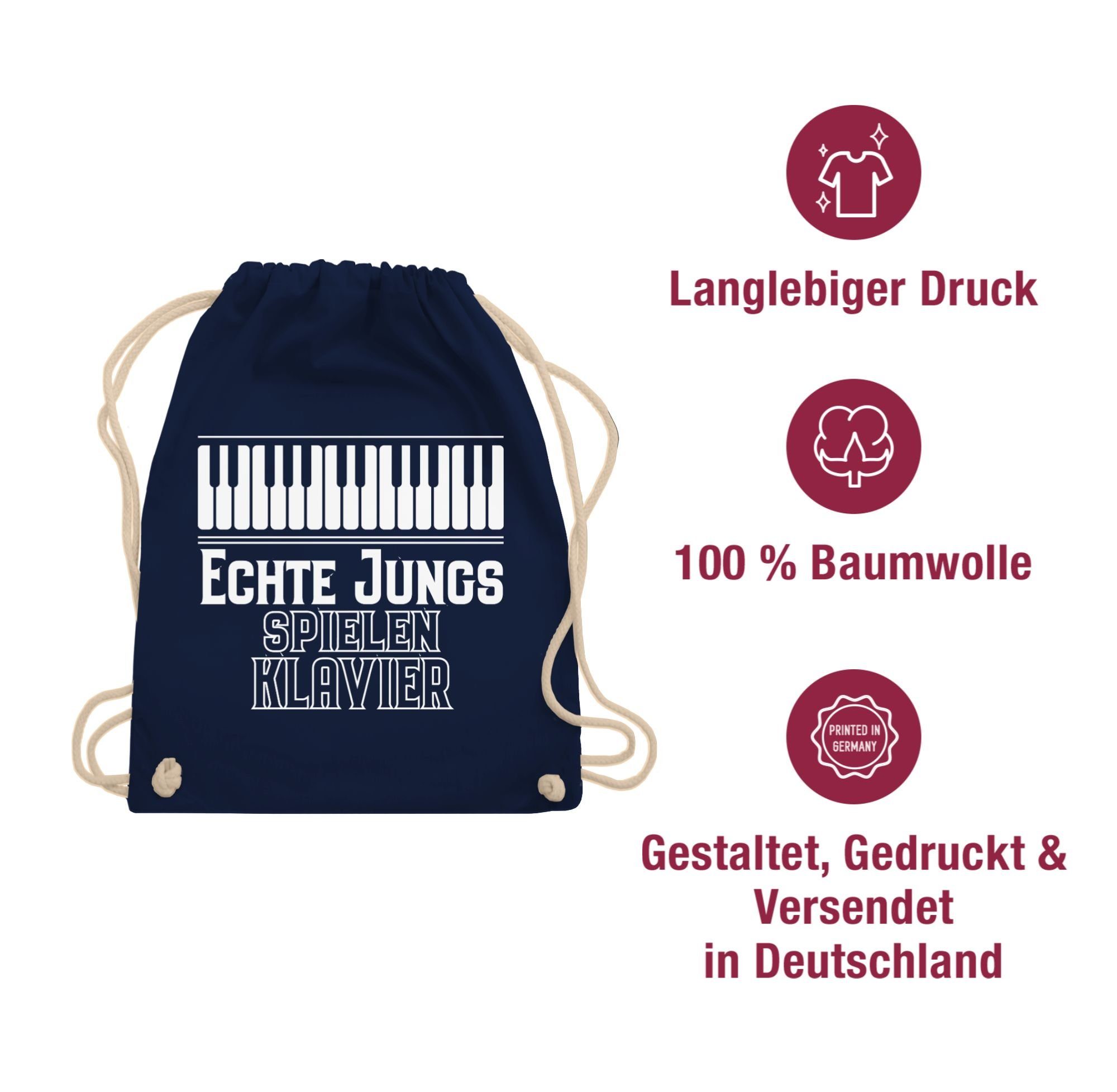 Shirtracer Turnbeutel Echte Jungs spielen Klavier, Statement Sprüche Kinder
