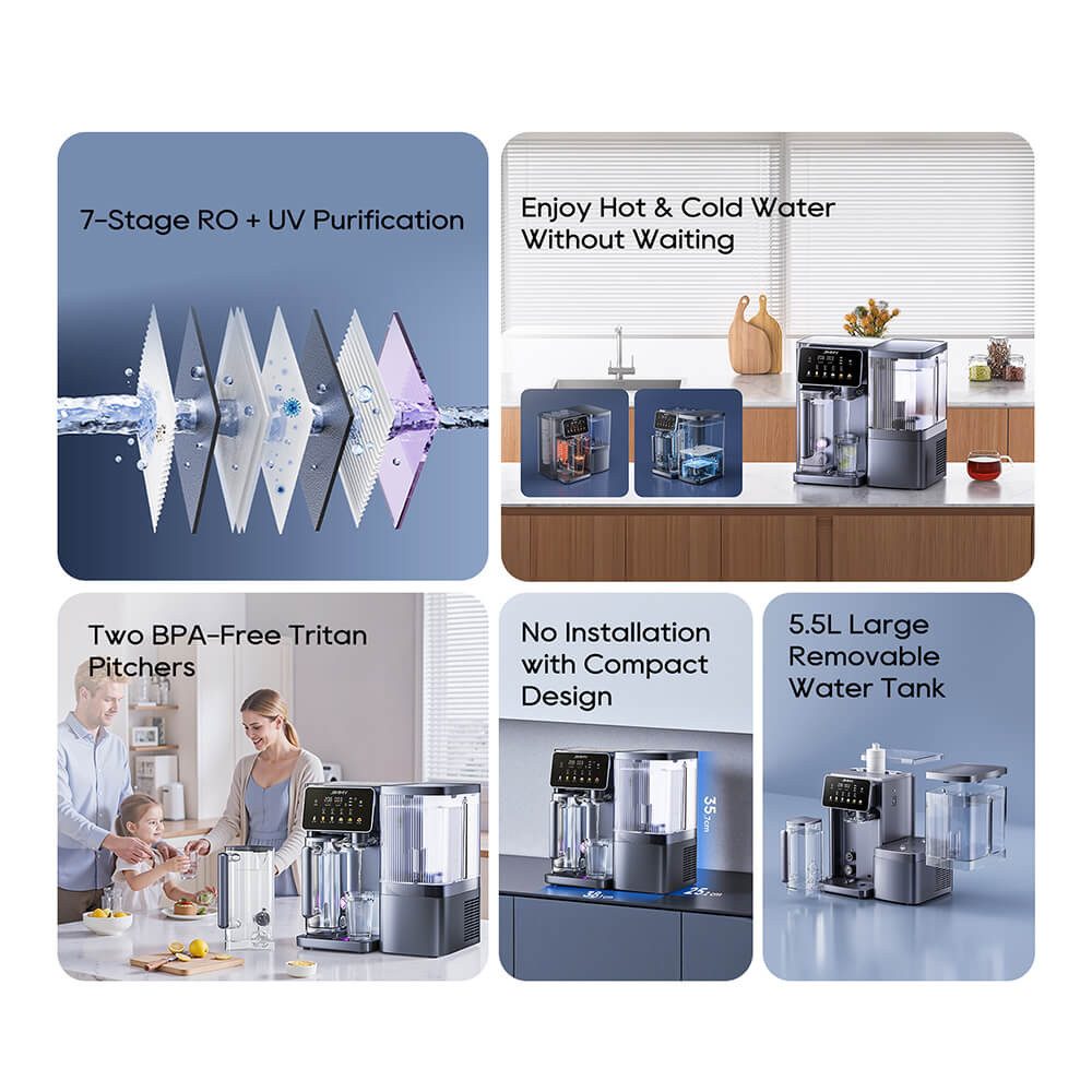 Jimmy Wasserfilter R9 Pro Intelligenter Arbeitsplatte Umkehrosmose-Wasserfilter, Sofort-Heiß- und Kaltwasser, 7-stufige Filtration