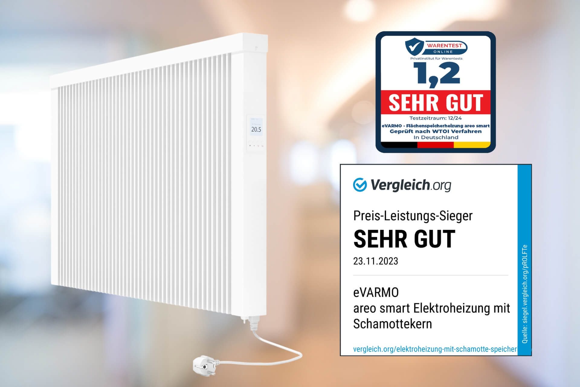 eVARMO Elektro-Heizkörper Flächenspeicherheizung areo smart, intelligente günstig online kaufen