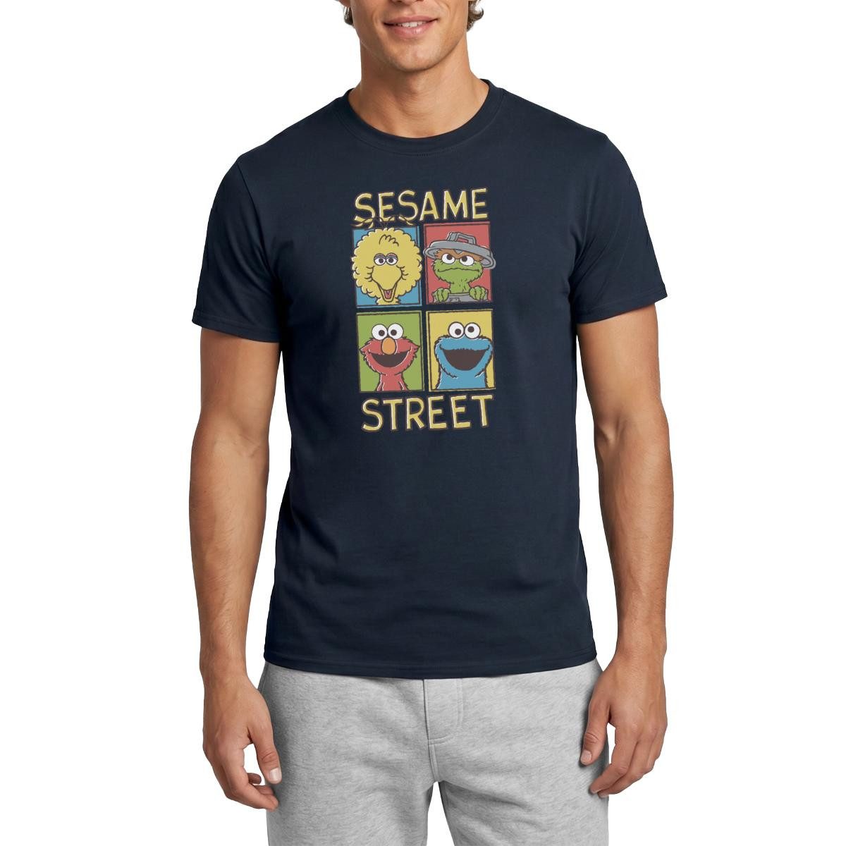 Spreadshirt T-Shirt Sesamstraße Bibo, Oscar, Elmo, Krümelmonster Männer T-Shirt (1-tlg)