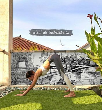 MyMaxxi Sichtschutzelement Balkonbanner Paris Skizze Balkon Sichtschutz Garten