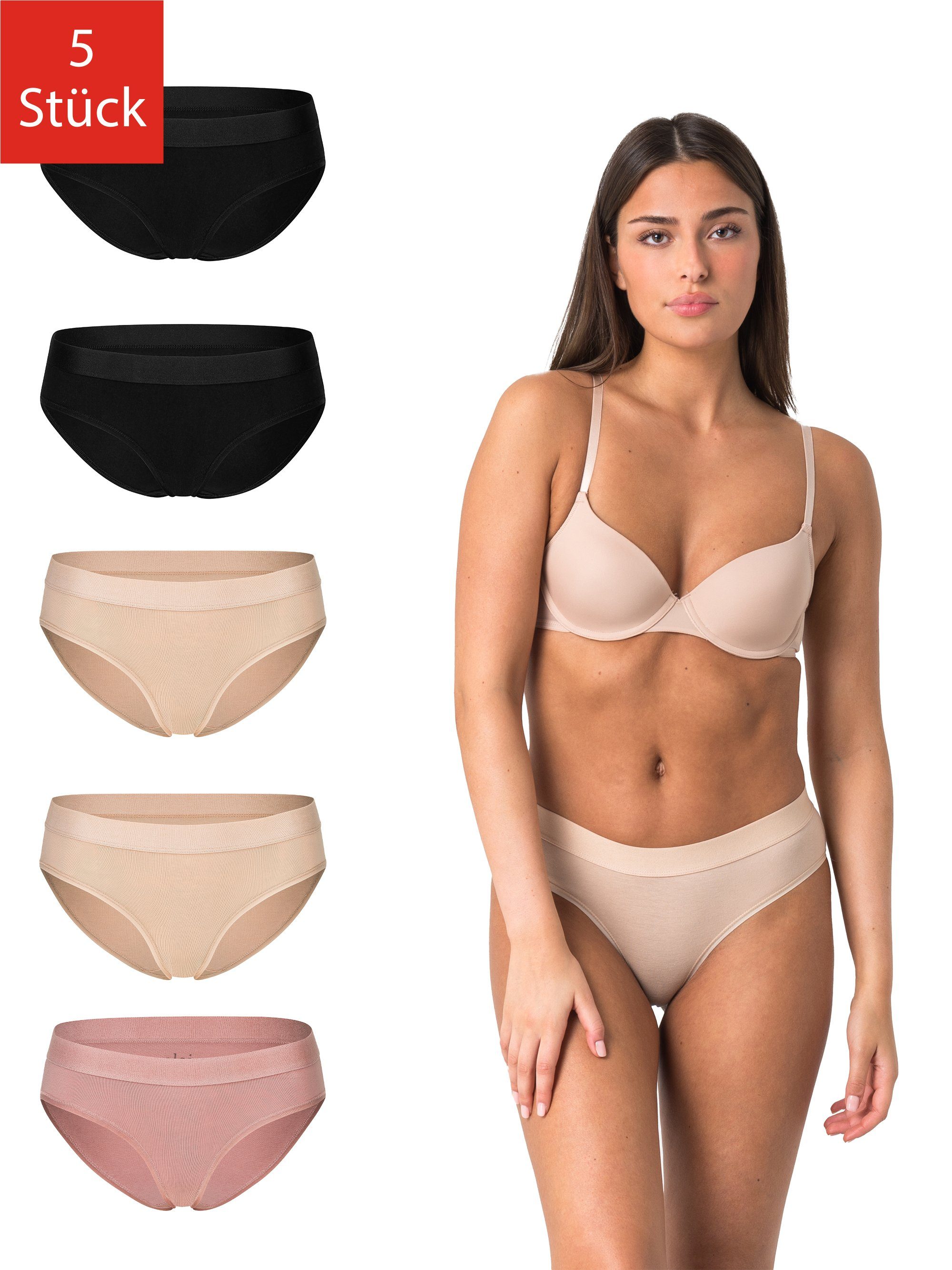 Bikinislip Unterhosen Damen aus 95% Baumwolle mit Stretch Slip Damen
