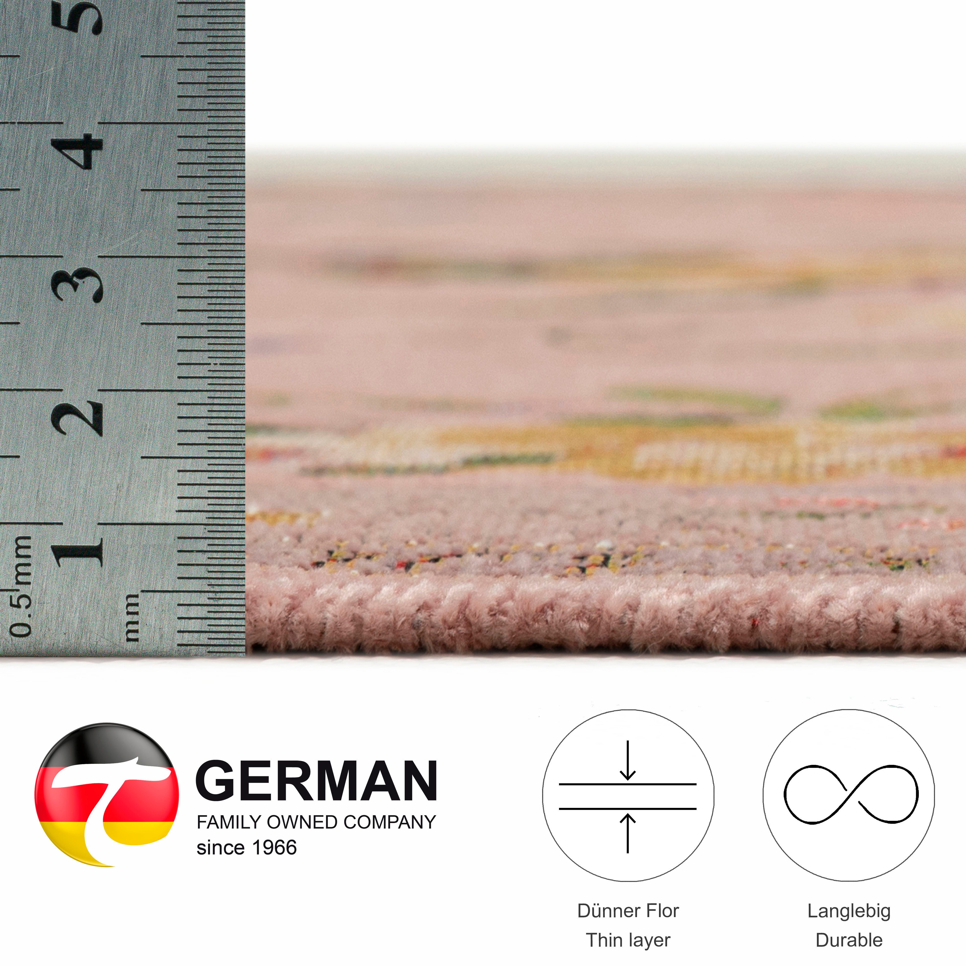 THEKO Teppich Flomi Sagrini, rechteckig, Höhe: 4 mm, Flachgewebe, Pastell-Farben, Blumen Design, mit Bordüre