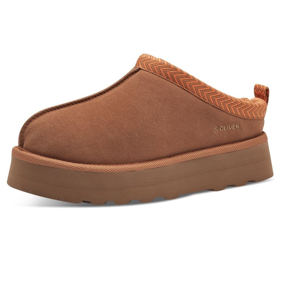 s.Oliver Pantoffel Plattform 5-27104-43 cognacbraun Damen Hausschuh