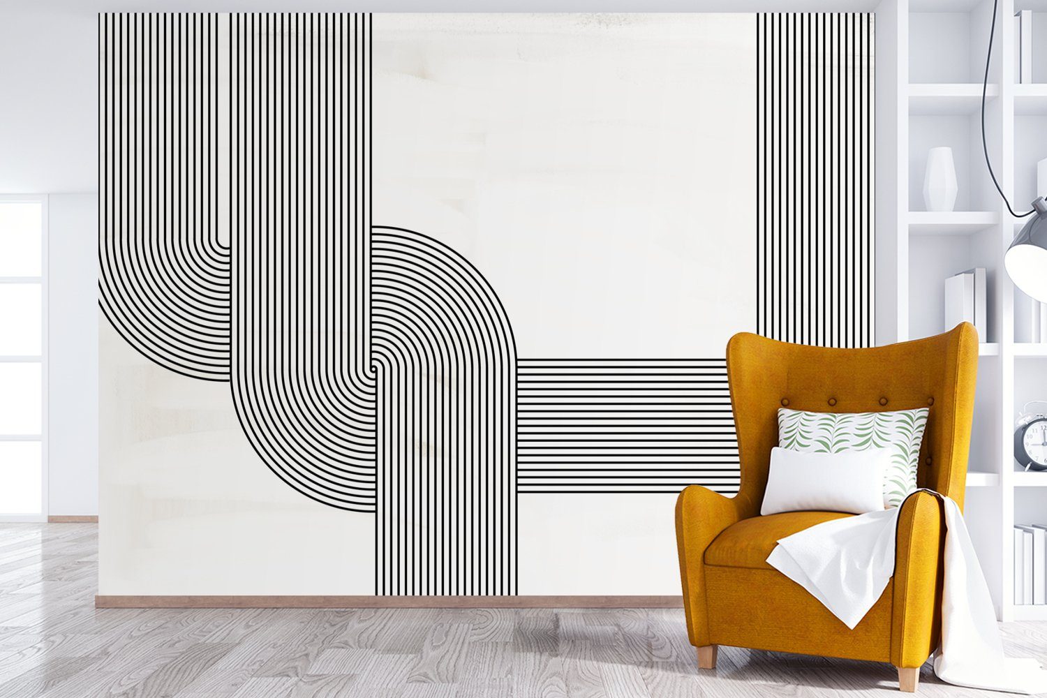 MuchoWow Fototapete Wallpaper St), Wohnzimmer, Weiß, bedruckt, für Matt, Schlafzimmer, - - Tapete Abstrakt Schwarz Vinyl (6 Kinderzimmer, Kunst 