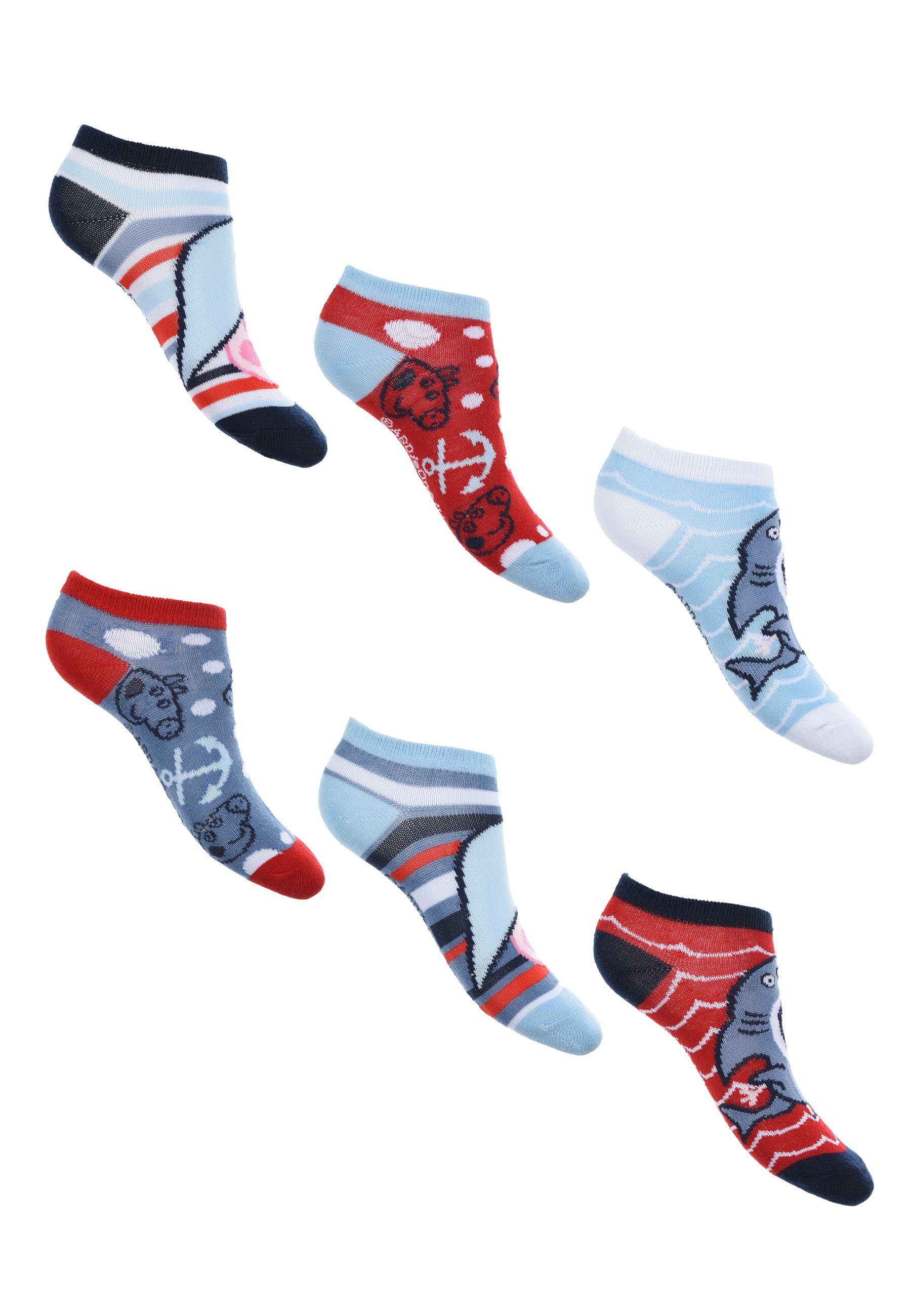 Peppa Pig Sneakersocken Peppa Wutz Pig George Kinder Jungen Sneaker Strümpfe Socken (6-Paar)