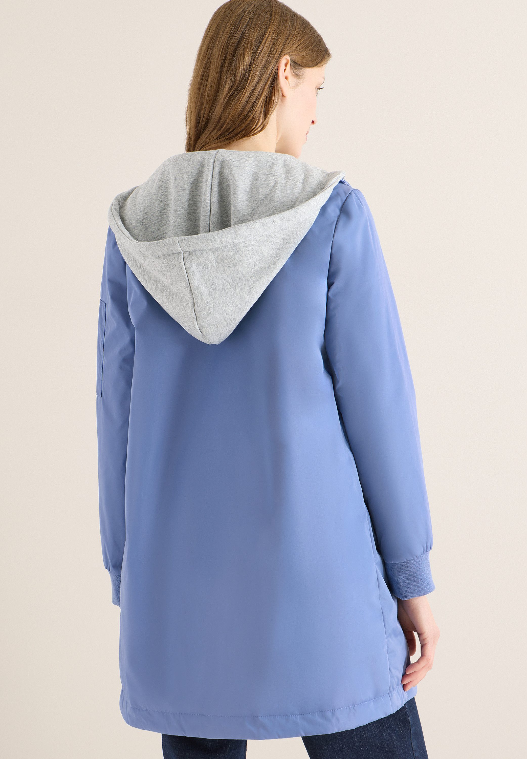 CECIL Langjacke mit Reißverschlusstasche am Ärmel, mit Kapuze aus Sweatmaterial