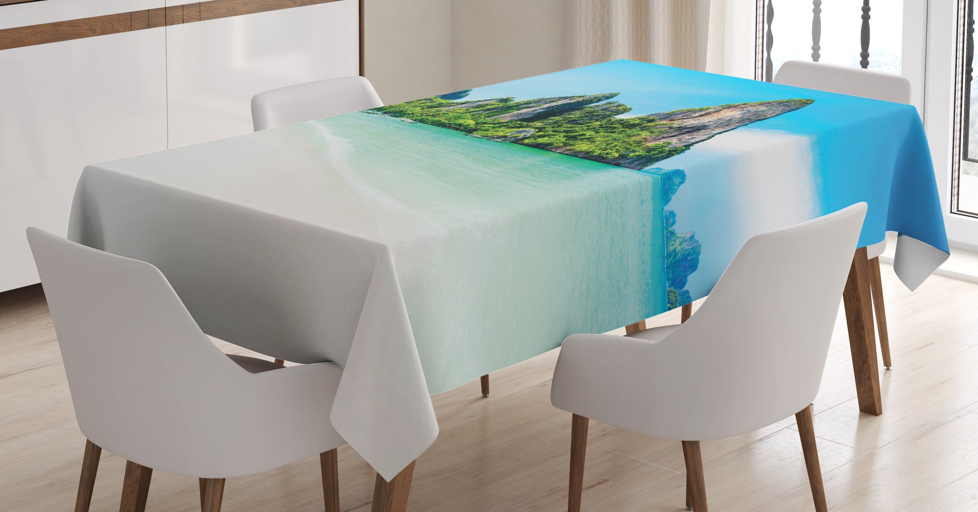 Abakuhaus Tischdecke Farbfest Küsten den Waschbar Außen Farben, Kalkfelsen geeignet Bereich Für Klare Strand