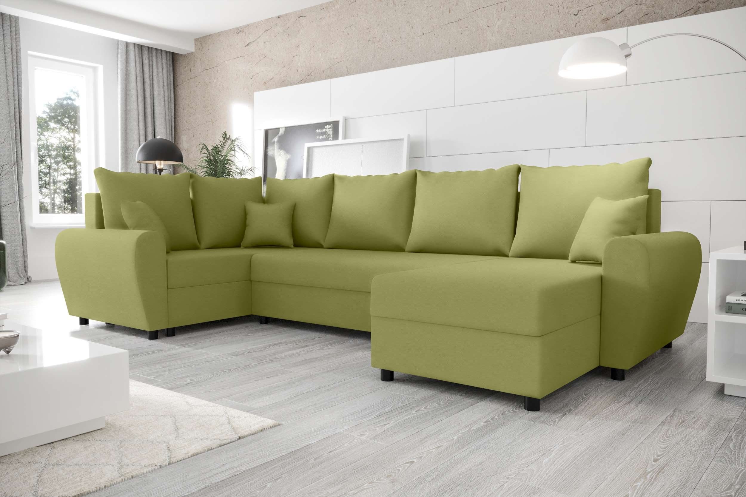 Stylefy Wohnlandschaft Haven, U-Form, Eckcouch, mit Bettfunktion, Sofa, Sitzkomfort, Modern Design Bettkasten, mit