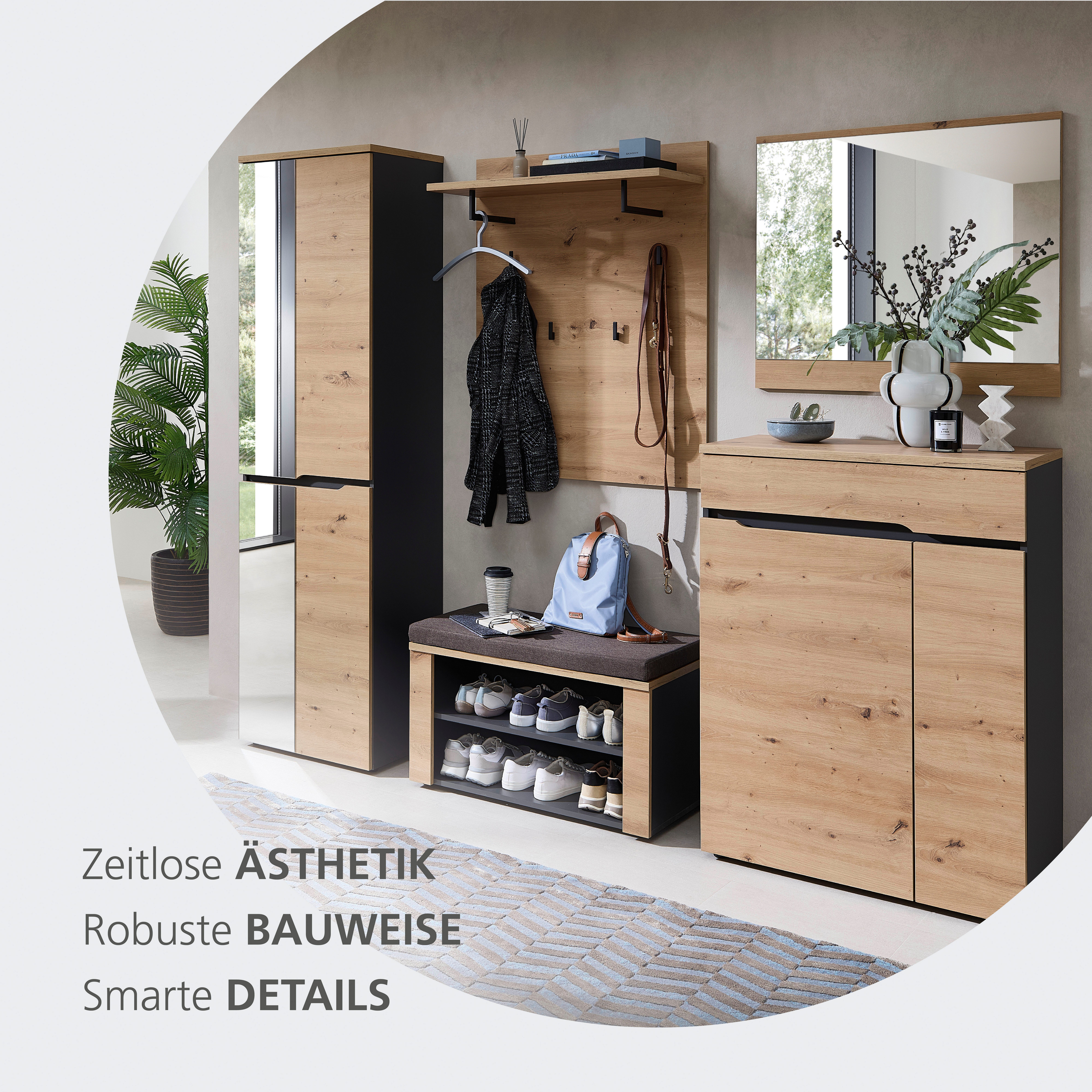 OTTO home Regal Fargo Garderobenpaneel, 80x100x30cm (B/H/T), 1-tlg., 4 Haken, Ablage, Kleiderstange