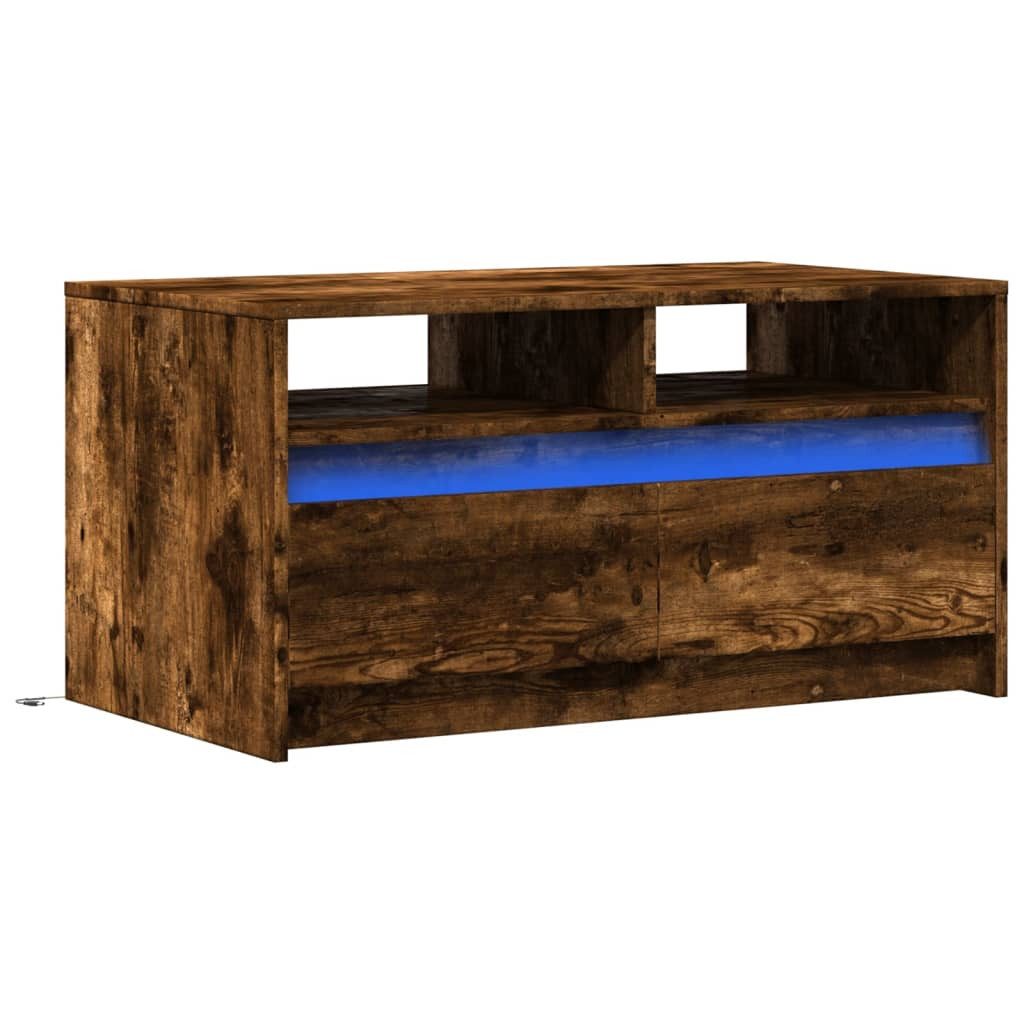 vidaXL Couchtisch LED-Couchtisch Räuchereiche Holzwerkstoff (1-St)