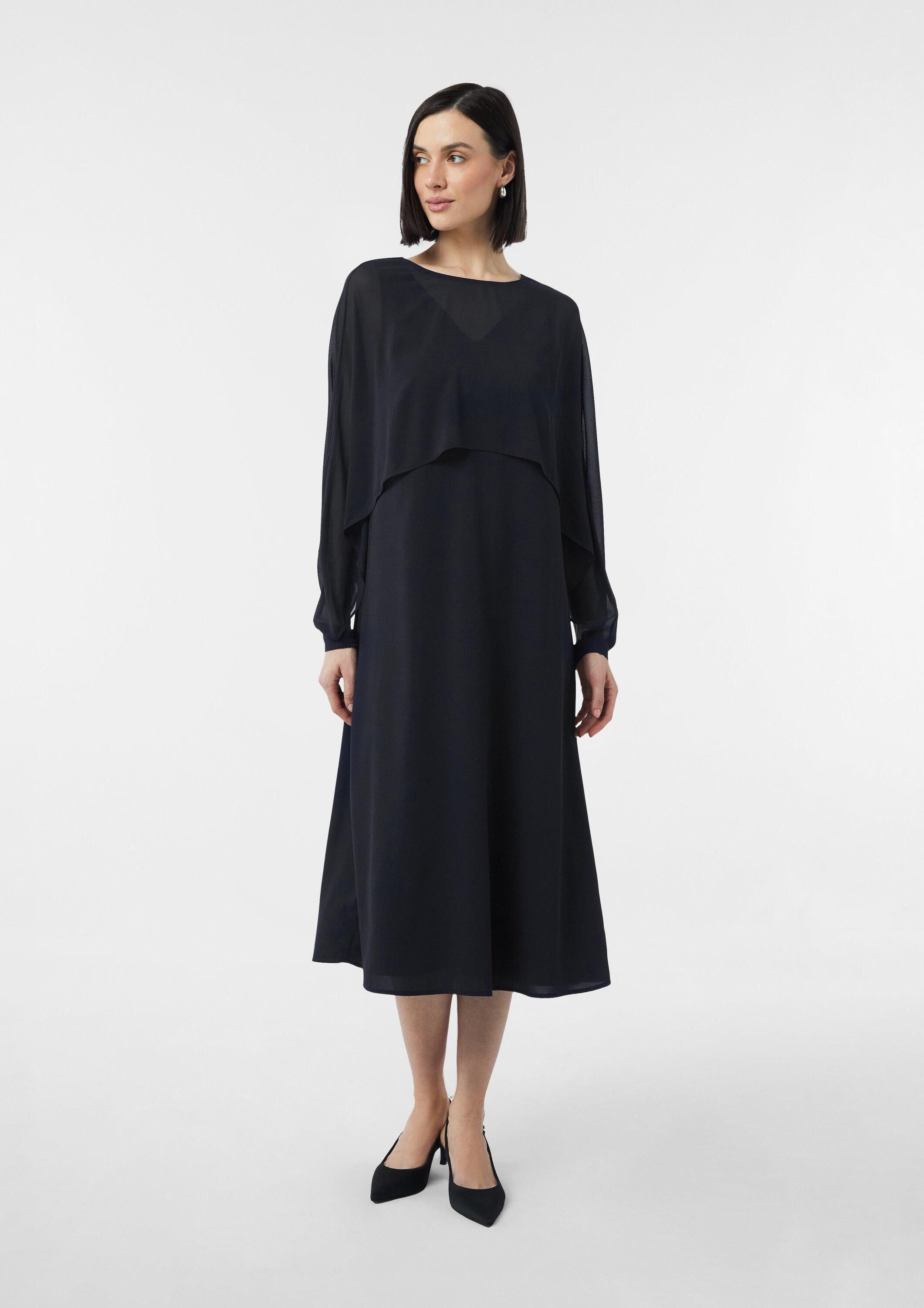 comma Maxikleid Kleid Langes Chiffon-Kleid mit raffiniertem Layering