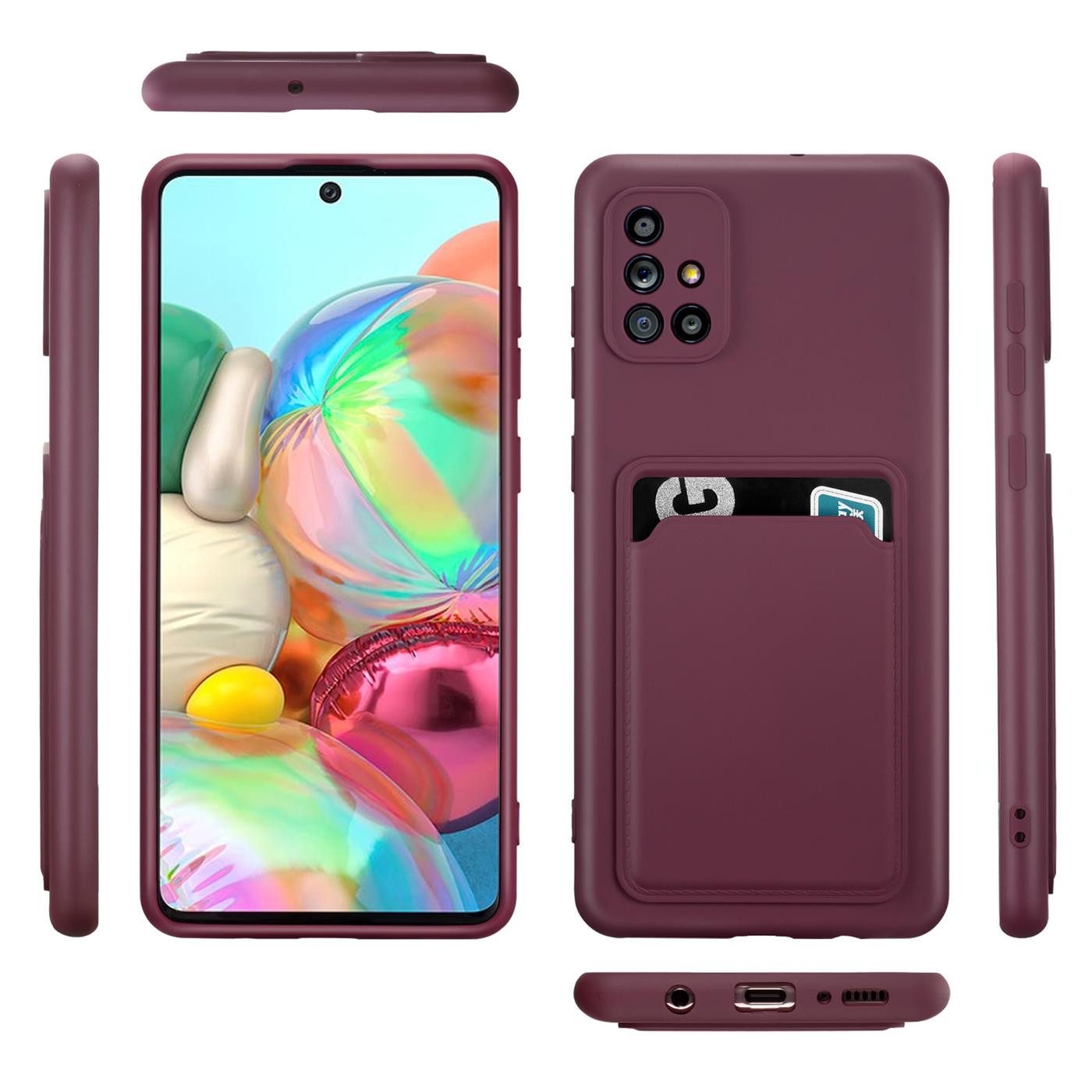 CoolGadget Handyhülle Schutzhülle mit Kartenfach für Samsung Galaxy A51 6,5 Zoll, Silikon Case Slim TPU Cover Tasche mit Aufbewahrung EC Karte Ausweis