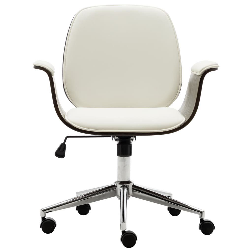 (1 Bürostuhl St) vidaXL Weiß Bugholz Weiß Weiß | Bürostuhl und Kunstleder