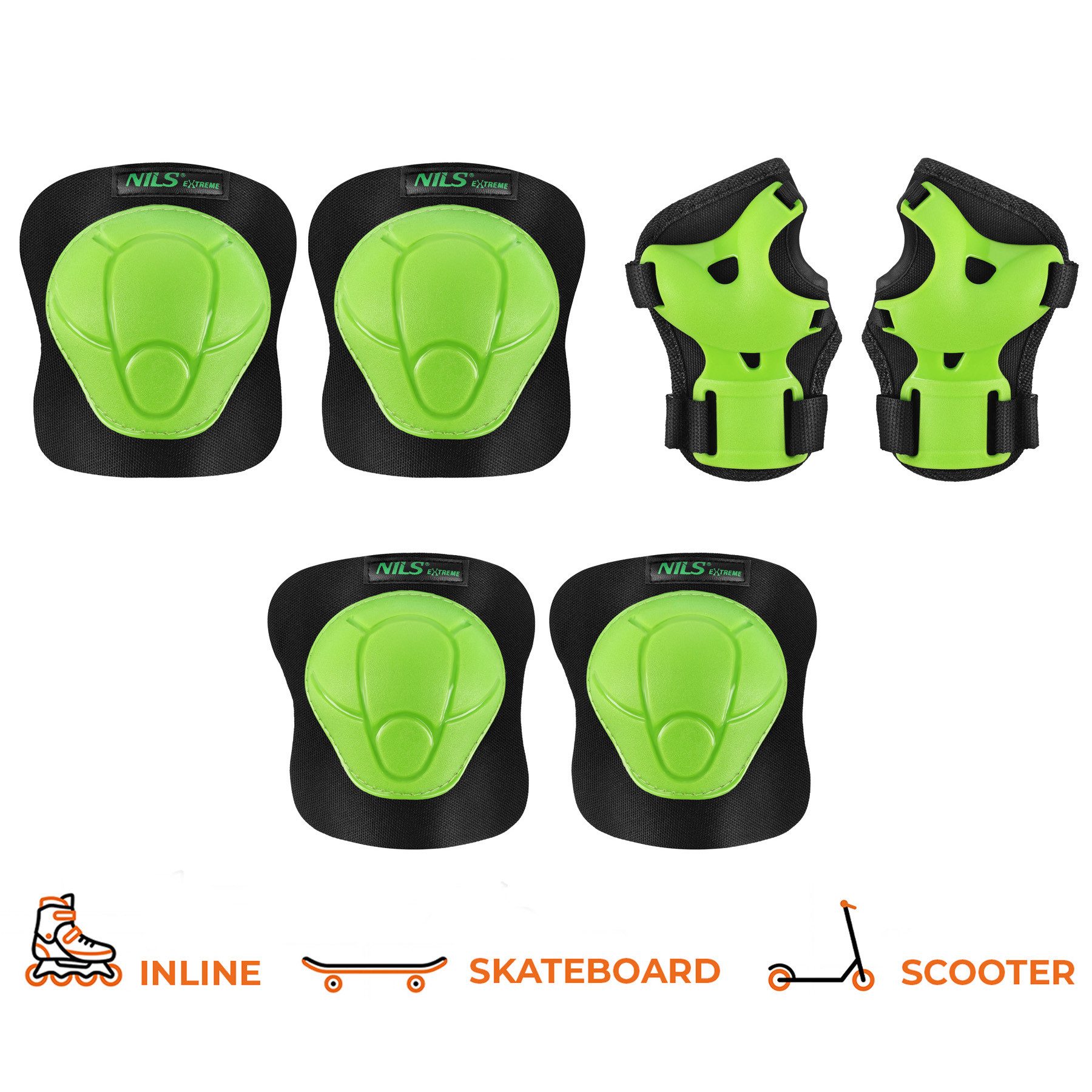 NILS EXTREME Protektoren-Set Schoner Set Inlineskates Skateboard Protektoren Schützer rot (6-tlg), Bequemer Sitz dank Klettverschluss und Gummiband – Bild 4 von 4