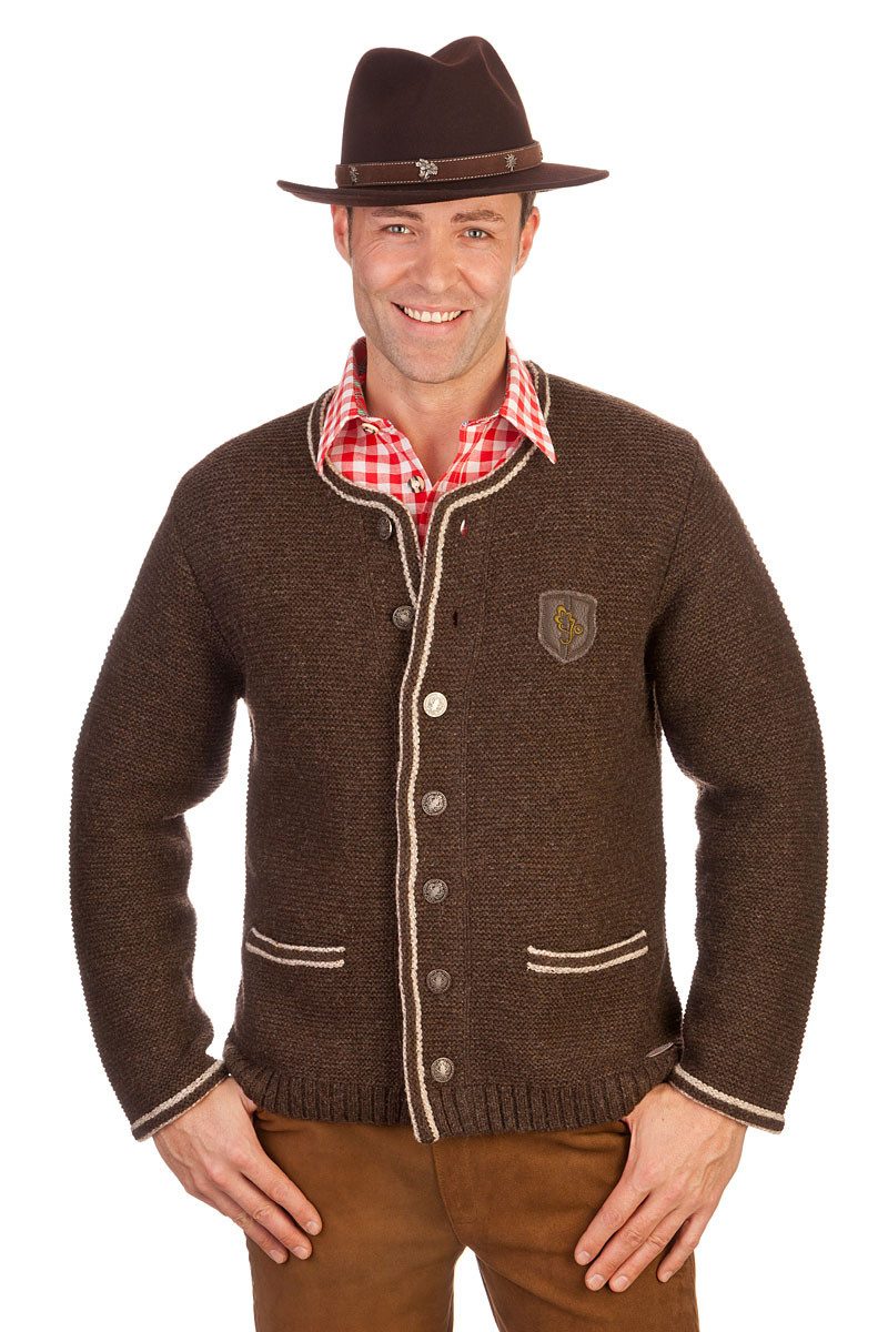 Spieth & Wensky Trachtenstrickjacke Trachtenjacke Herren - KALTBACH - dunkelbraun
