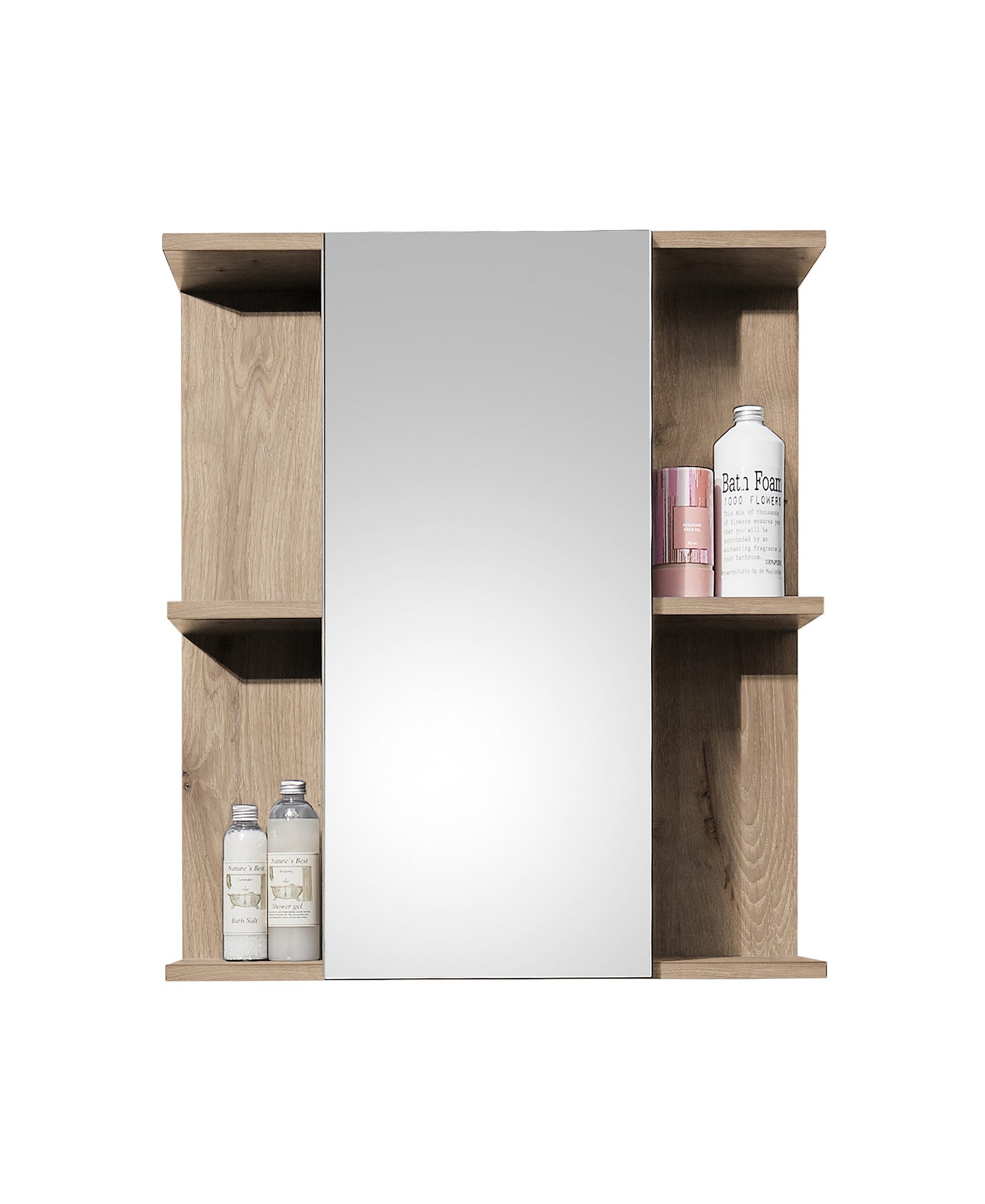 PREISBRECHER Badezimmer-Set Vista, (3-tlg), (3-tlg) in Viking Oak / Schilfgrün - 115x190x31 (BxHxT)