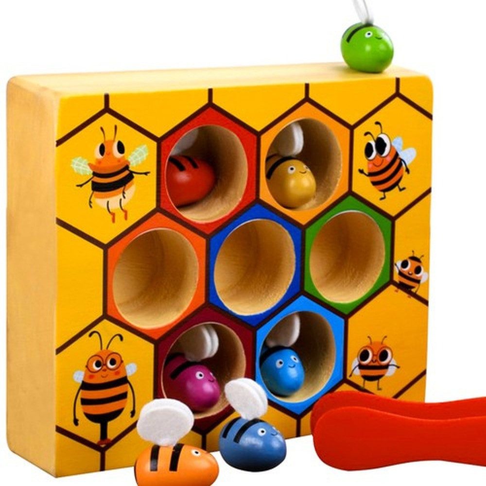 KRUZZEL Spiel Holzspiel Wabe Kinderspiele, Strategiespiel, spielerische Übung für motorische und visuelle Fähigkeiten