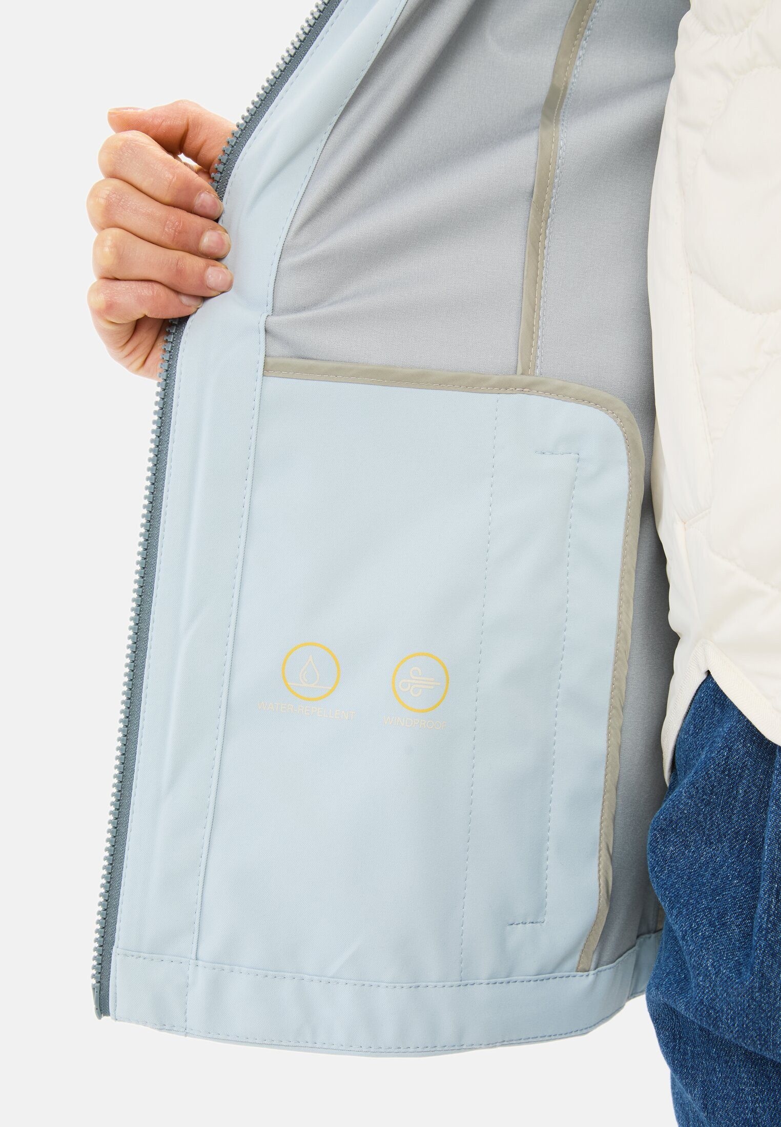 camel active Softshelljacke aus recyceltem Polyester Langarm Kapuze Kontrastbesatz