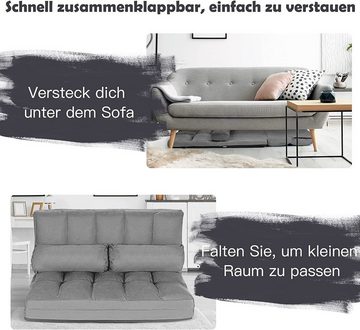 KOMFOTTEU Sofa 2 Sitzer Bodensofa, mit 2 Kissen, 3 in 1 Sofabett