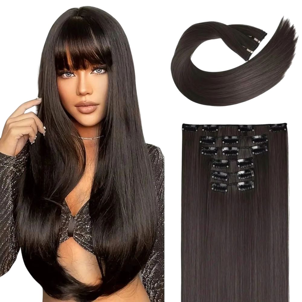 Kunsthaar-Extension Clip-In Haarverlängerung 60 cm dicht voluminös leicht für Damen DE.