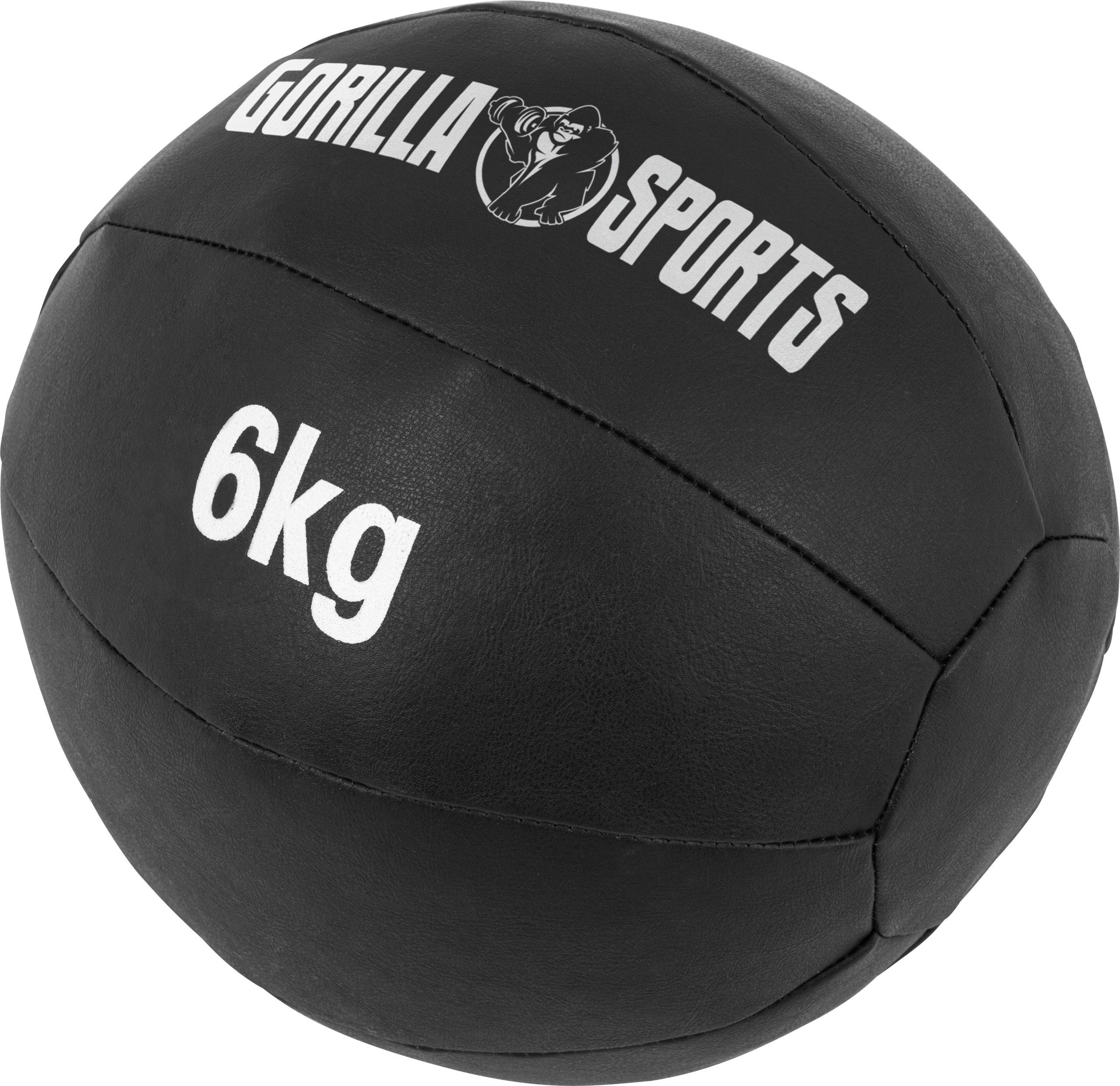 GORILLA SPORTS Medizinball Einzeln/Set, 29cm, aus Leder, Trainingsball, Fitnessball, Gewichtsball, Schwarz, Slamball, von 1 kg bis 10 kg Gewichten, für Krafttraining