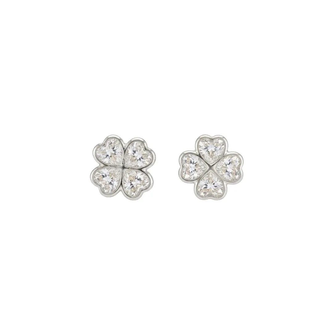 Suzan Gold Paar Ohrstecker Kleeblatt Ohrstecker 925 Sterling Silber Damen Zirkonia Ohrringe