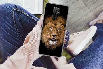 MuchoWow Handyhülle Löwe - Porträt - Schwarz - Tiere, Phone Case, Handyhülle Xiaomi Redmi 9, Silikon, Schutzhülle