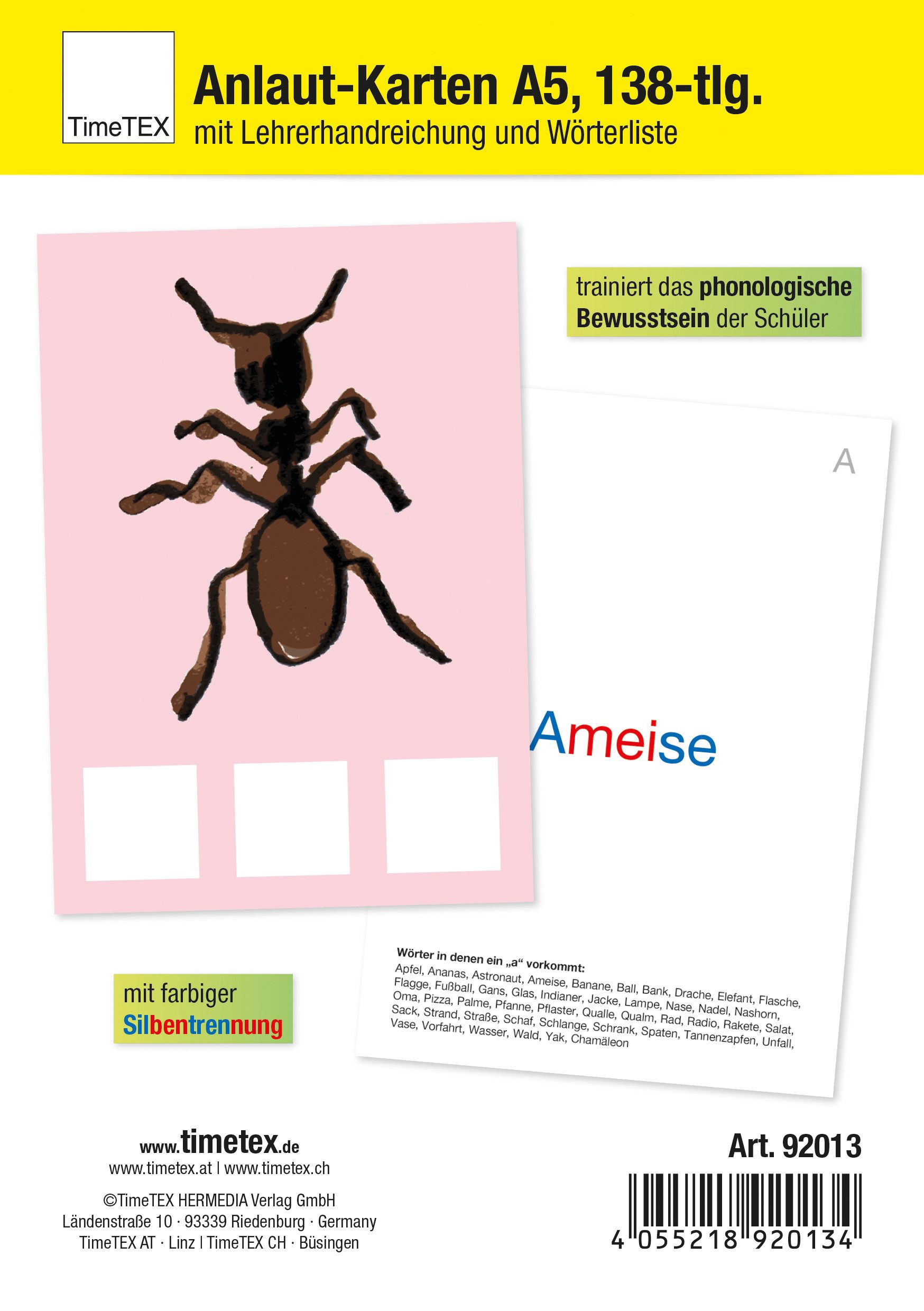 TimeTEX Spiel Anlaut-Karten A5, 138-tlg.