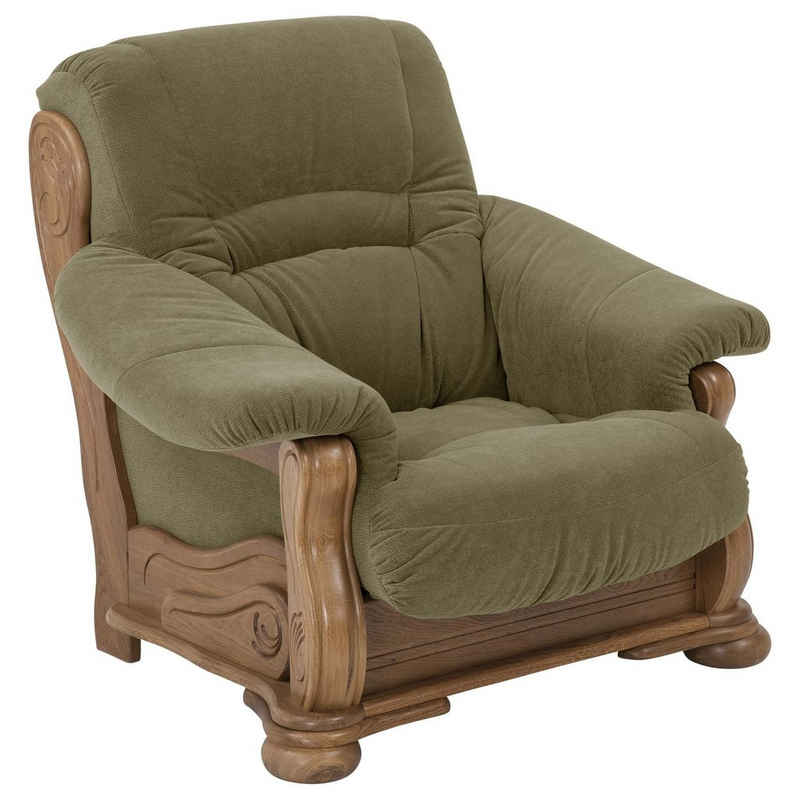 58 aufm Kessel Sessel Sessel Katlin Bezug Flockstoff Eiche rustikal P43 / grün 22759 (Sparpreis inkl. Kostenlosem Versand, 1-St), hochwertig verarbeitet,bequemer Sitz