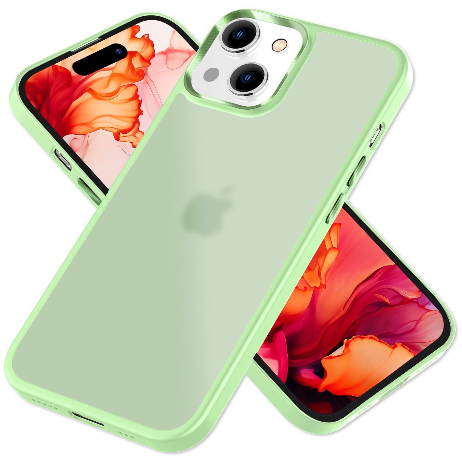 Nalia Smartphone-Hülle Apple iPhone 15 Plus 17 cm (6,7 Zoll), Hybrid Hülle / Semi-Transparent / Matt / Metallic Akzent / Anti-Schock