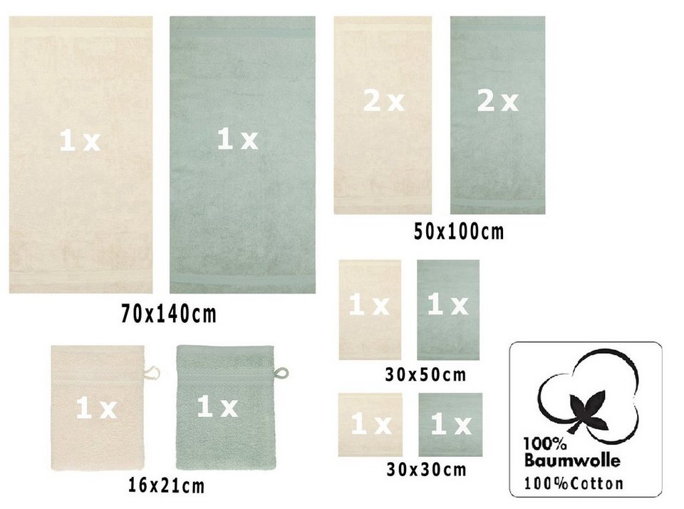Handtuch Betz Sand/heugrün, Baumwolle, Set (12-tlg) Set Farbe Premium Handtuch 12-tlg. 100%