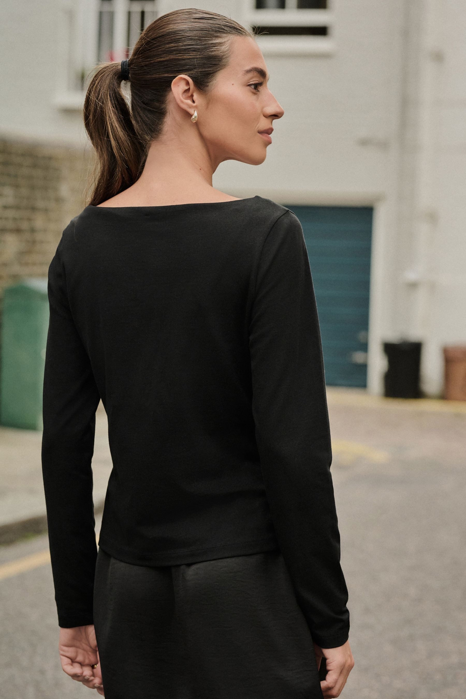 Next Blusenshirt Langarmoberteil mit offenem U-Boot-Ausschnitt (1-tlg) günstig online kaufen