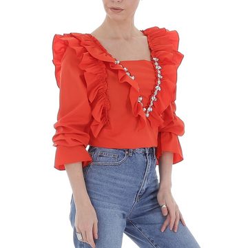 Ital-Design Rüschenbluse Damen Party & Clubwear Rüschen Bluse in Rot