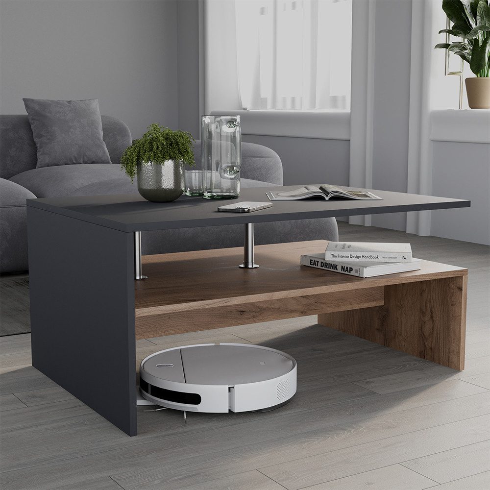 Vicco Couchtisch Amato, Anthrazit/Goldkraft Eiche/Goldkraft Eiche, 90 x 52. günstig online kaufen