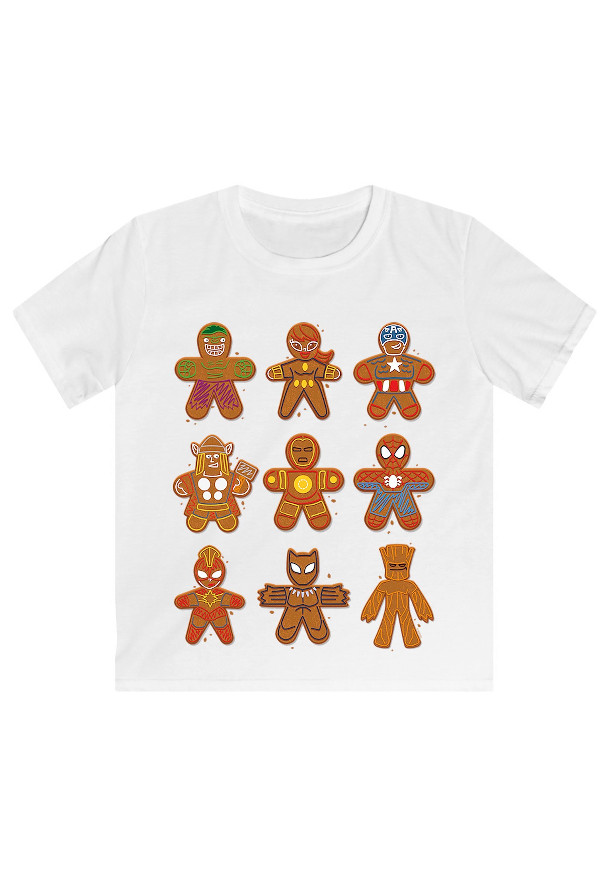 T-Shirt weiß Weihnachten Fan Universe F4NT4STIC Print Lebkuchen Merch Marvel Avengers