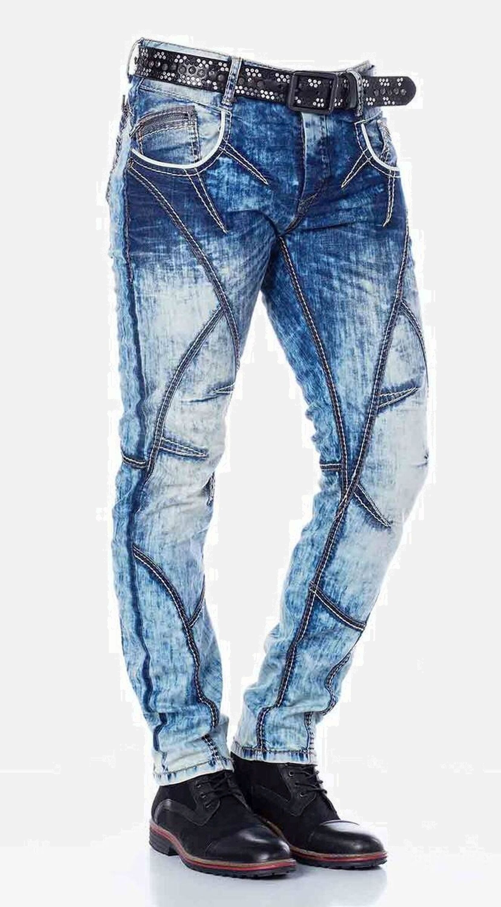 Cipo & Baxx 5-Pocket-Jeans Jeans mit cooler Waschung und Ziernähten, CD269