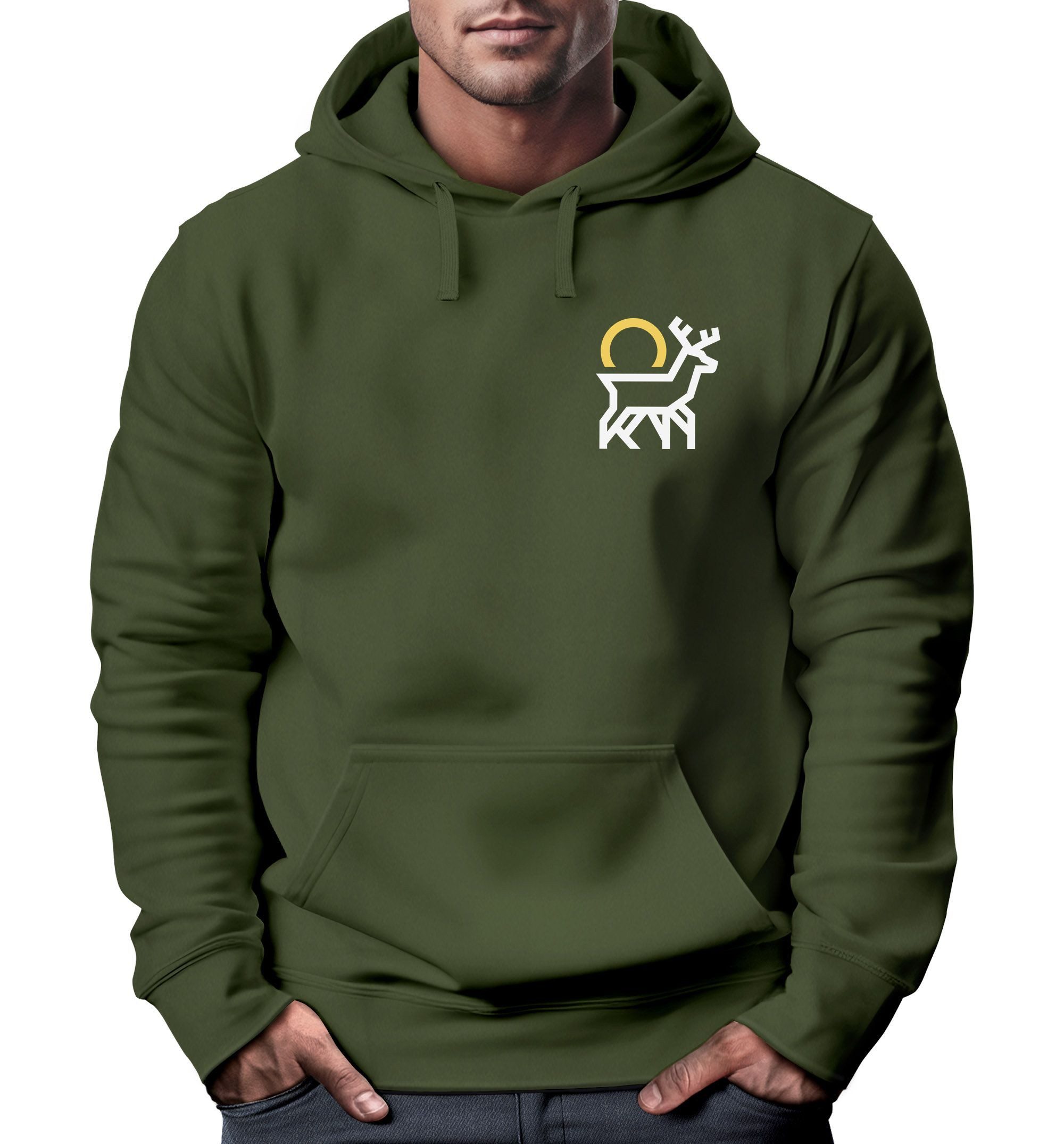 Hoodie Hoodie Herren Hisch Print Aufdruck Logo Abstrakt Line-Art Outdoor