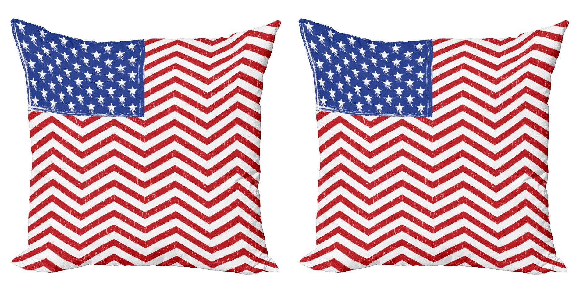 Kissenbezüge Modern Accent Doppelseitiger Digitaldruck, Abakuhaus (2 Stück), Vereinigte Staaten Von Amerika Landesflagge mit Zick-Zack-Linien