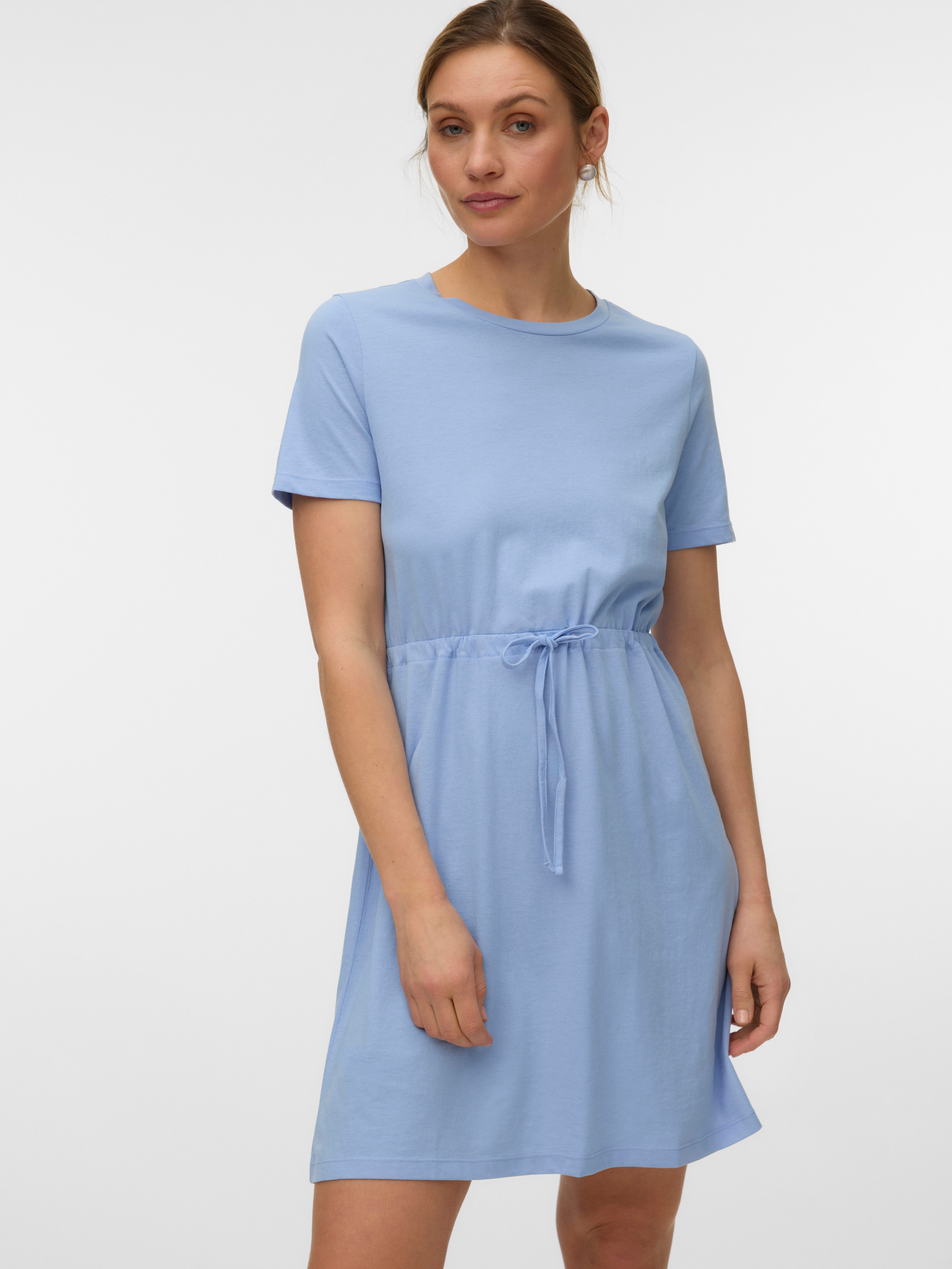 Vero Moda Shirtkleid VMLUNA SS SHORT STRING DRESS JRS NOOS Baumwollmischung, regular fit