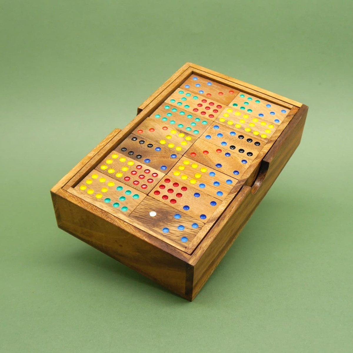 ROMBOL Denkspiele Spiel DOMINO DOPPEL 9 - klassisches Legespiel, Legespiel, Holzspiel