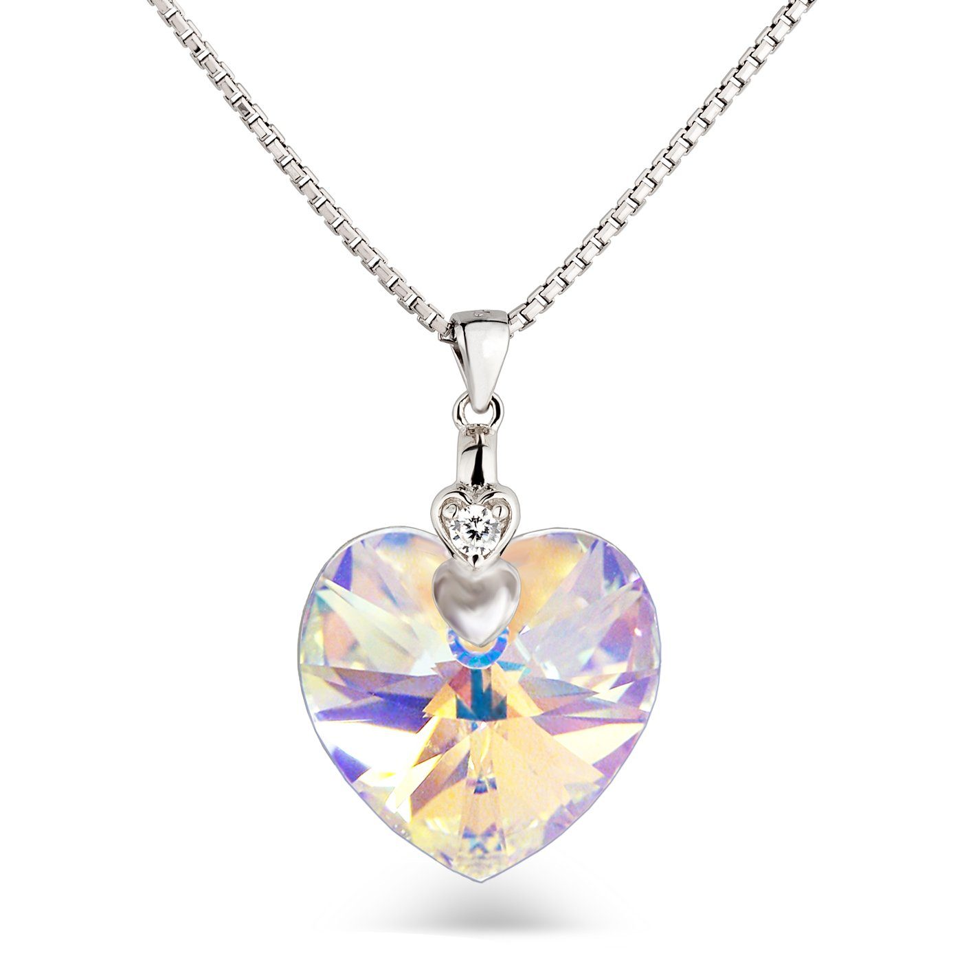 Schöner-SD Herzkette Halskette Kristall Anhänger Herz 18mm (inkl. Schmuckbo günstig online kaufen
