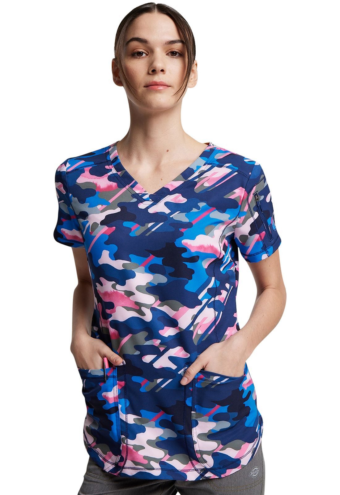 Dickies Funktionsbluse Bunt bedruckter Damen Kasack "Camo Line" Kasack mit Motiv