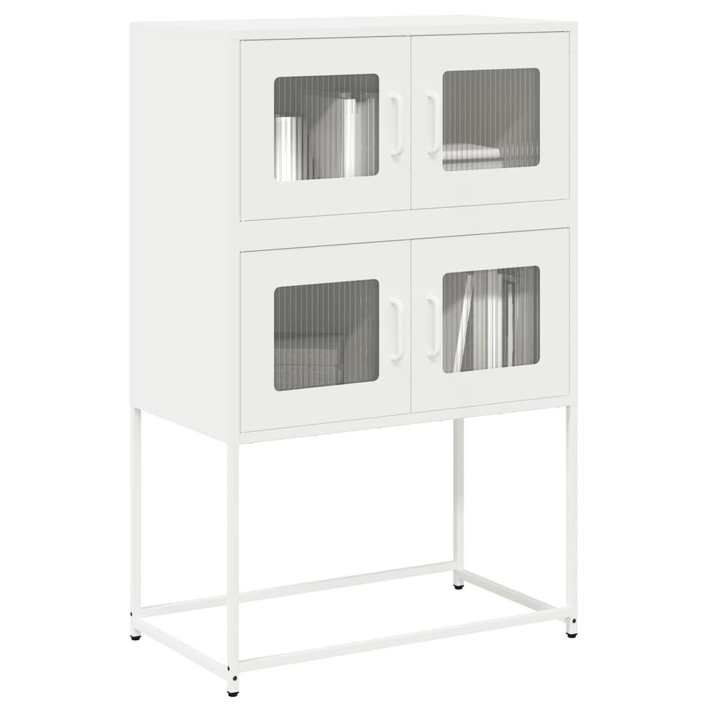 furnicato Highboard 68 x 39 x 107 cm Weiß (1 St), Flexibler Sideboard-Schrank mit 4 Türen und Wandhalterung