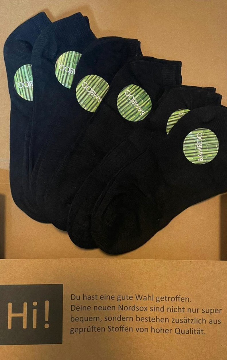 NORDSOX Socken Model: Bambus - kurz (Viskose aus Bambus-Zellstoff) für Damen 36 - 40 (6 Paar) elastisch, atmungsaktiv, antibakteriell, wärmeregulierend