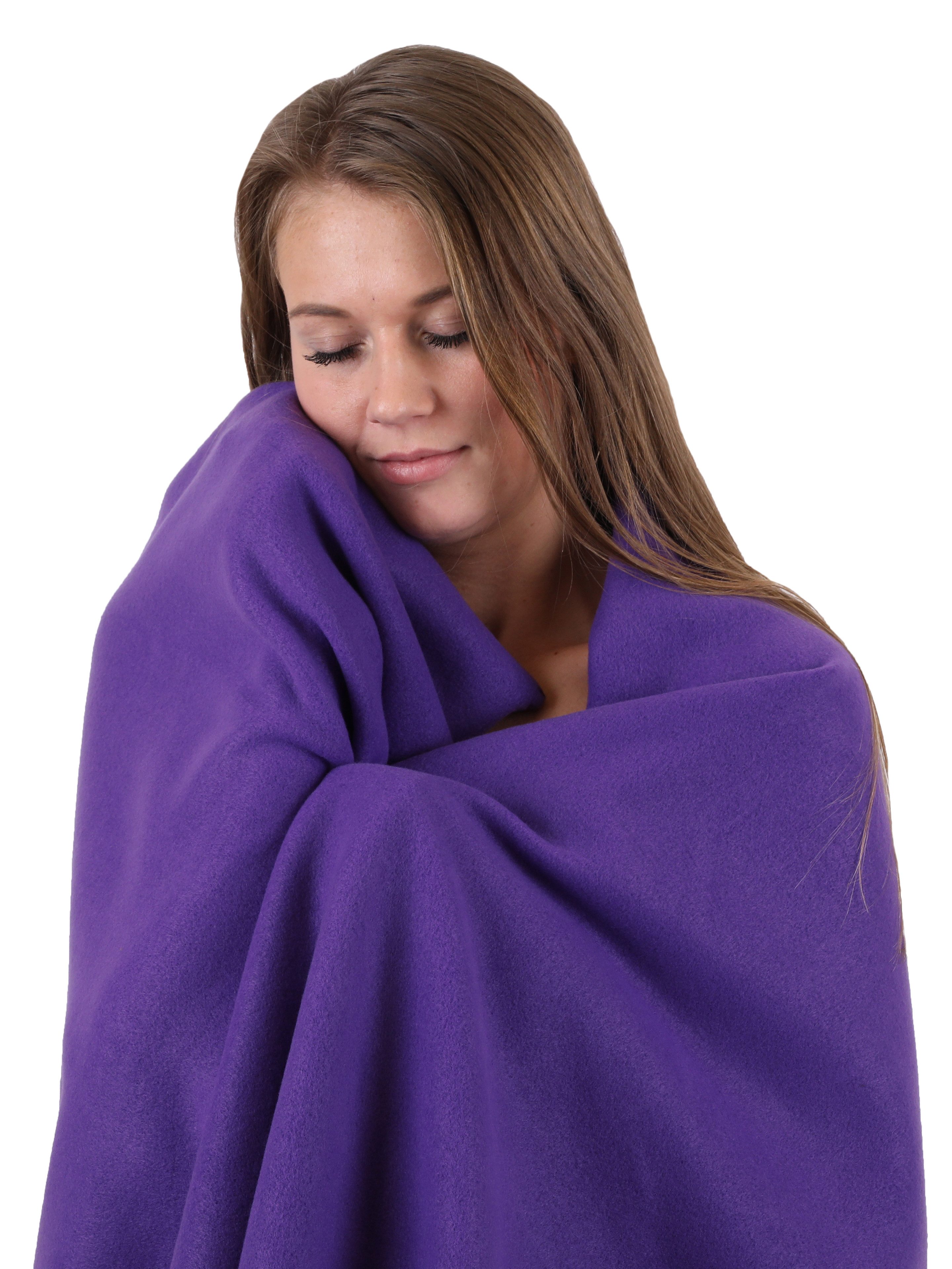 Wohndecke Luxus Fleecedecke Kuscheldecke Größe 130x170 cm Farbe lila, Betz, 180 g/m²